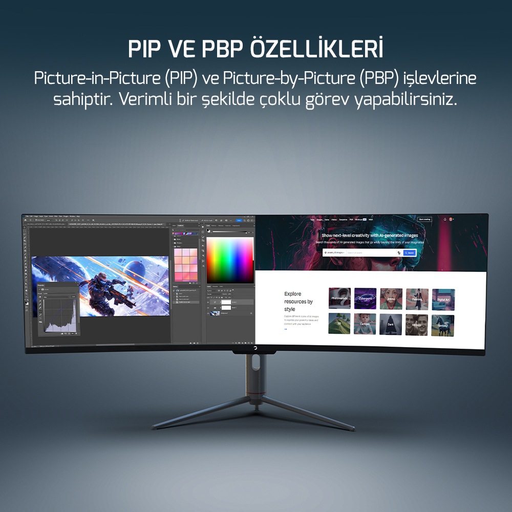 GamePower WQ49 49'' 1ms 144Hz Curved DFHD 3840*1080 Gaming Monitör (Sıfır Ölü Piksel Garantili)