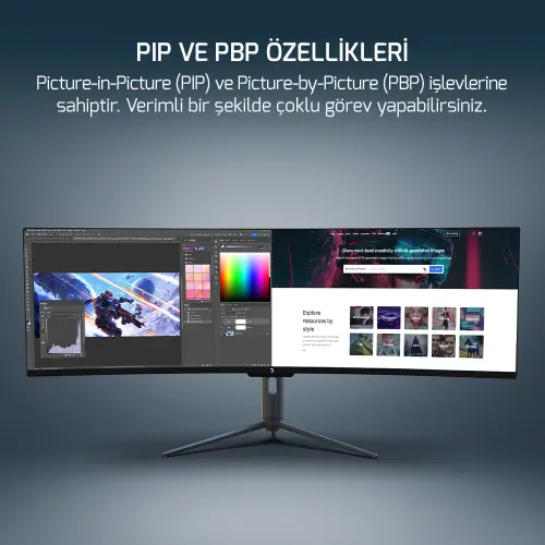 GamePower WQ49 49'' 1ms 144Hz Curved DFHD 3840*1080 Gaming Monitör (Sıfır Ölü Piksel Garantili)