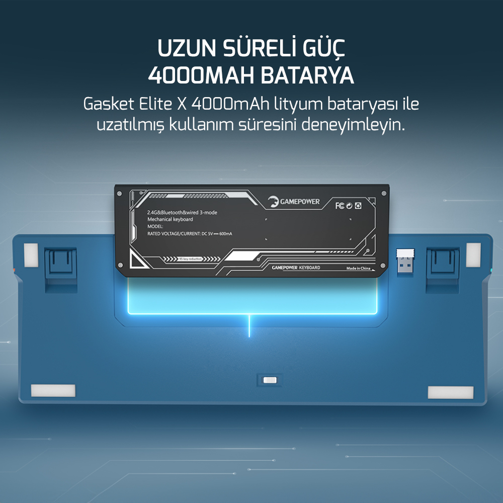 GamePower Gasket Elite X RGB Wireless/Bluetooth/Kablolu Mekanik Hot-Swap Yağlı Switch Gasket Gaming Klavye