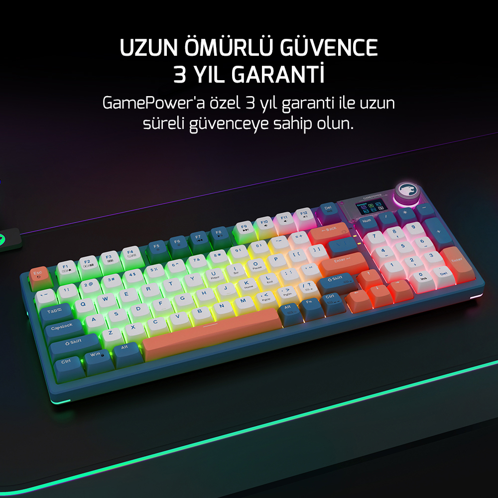 GamePower Gasket Elite X RGB Wireless/Bluetooth/Kablolu Mekanik Hot-Swap Yağlı Switch Gasket Gaming Klavye
