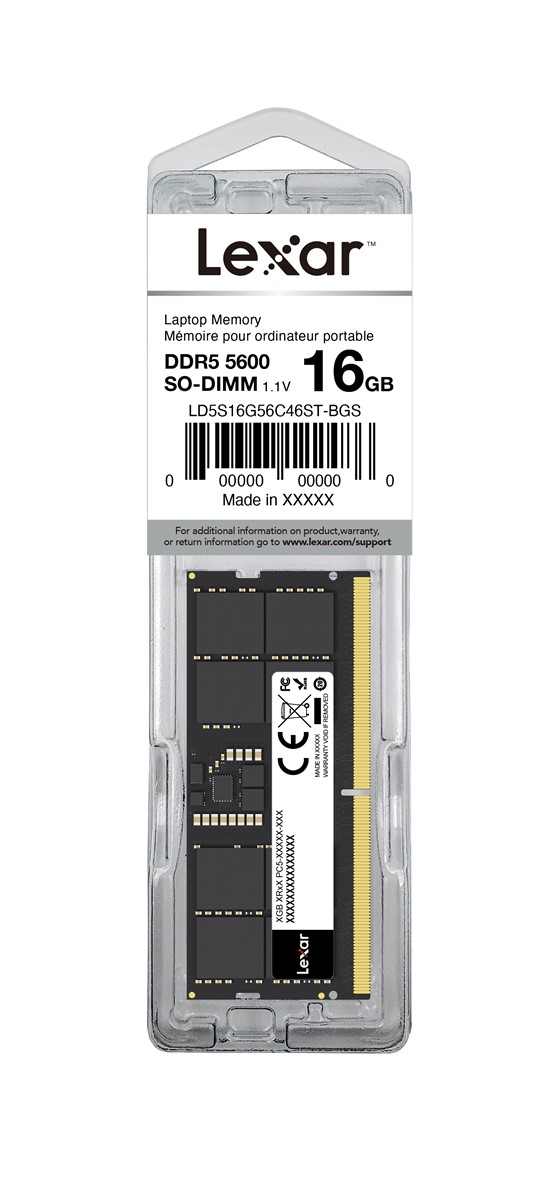 Lexar LD5S16G56C46ST-BGS 16GB (1x16GB) DDR5 5600MHz CL46 Notebook SODIMM Ram