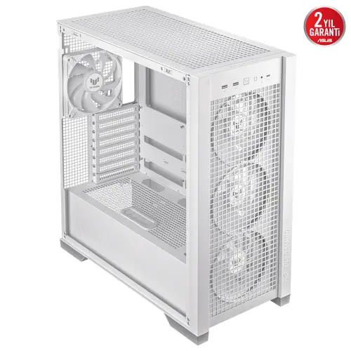 ASUS TUF Gaming GT302 TG ARGB Temperli Cam USB 3.2 Beyaz E-ATX Mid-Tower Gaming (Oyuncu) Kasa (90DC00I3-B19000)