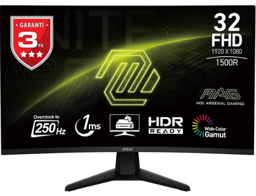 MSI MAG 32C6X 31.5″ 1ms 250Hz VA Curved Adaptive-Sync Full HD Gaming (Oyuncu) Monitör