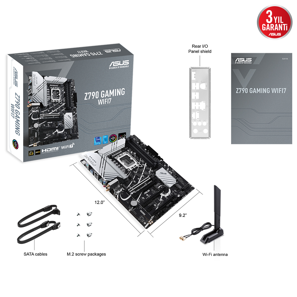 ASUS Z790 GAMING WIFI7 Intel Z790 Soket 1700 DDR5 7200(OC)MHz ATX Gaming (Oyuncu) Anakart