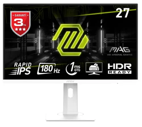 MSI MAG 274PFW 27″ 180Hz 1ms Rapid IPS Adaptive-Sync Pivot Full HD Beyaz Gaming (Oyuncu) Monitör