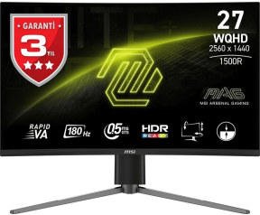 MSI MAG 27CQ6PF 27″ 180Hz 0,5ms Adaptive- Sync WQHD Rapid VA Curved Gaming (Oyuncu) Monitör
