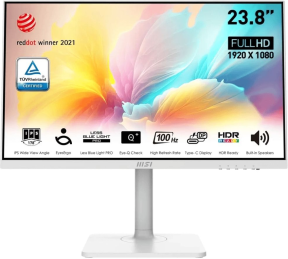 MSI MODERN MD2412PW 23.8″ 100Hz 1MS Adaptive-Sync FHD Flat IPS Pivot Beyaz Type-C Monitör