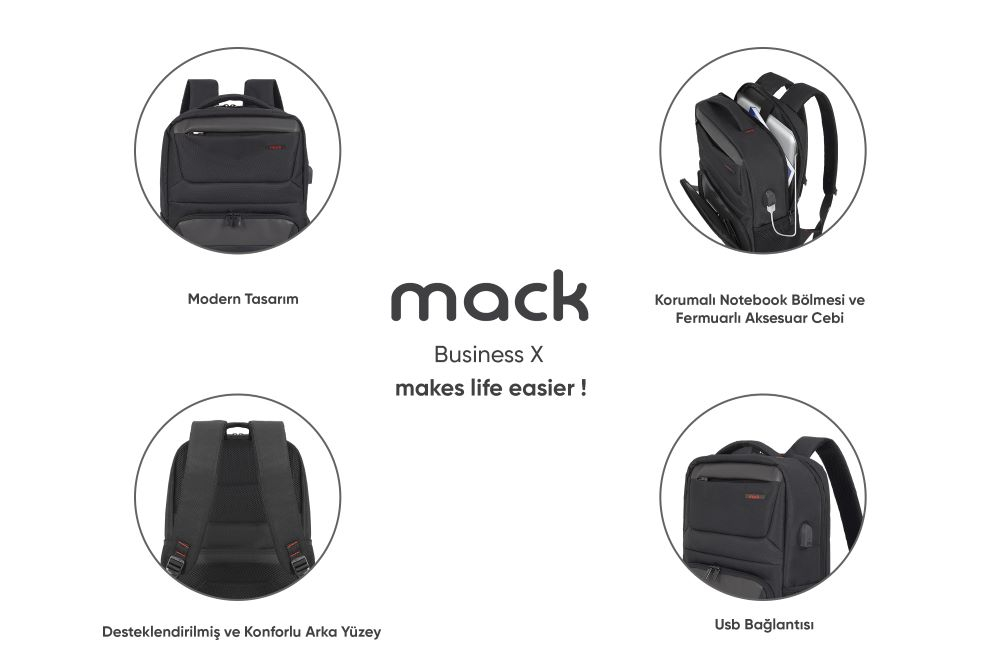 MACK MCC-805 15.6″ Business X Notebook Siyah Sırt Çantası