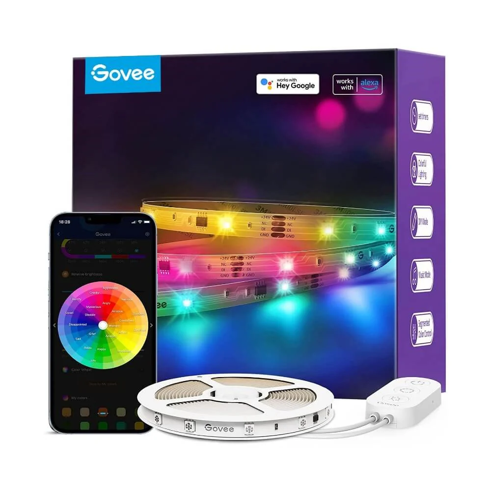Govee RGBIC Basic Wi-Fi + Bluetooth LED Şerit Işıklar (10 M) - H618C