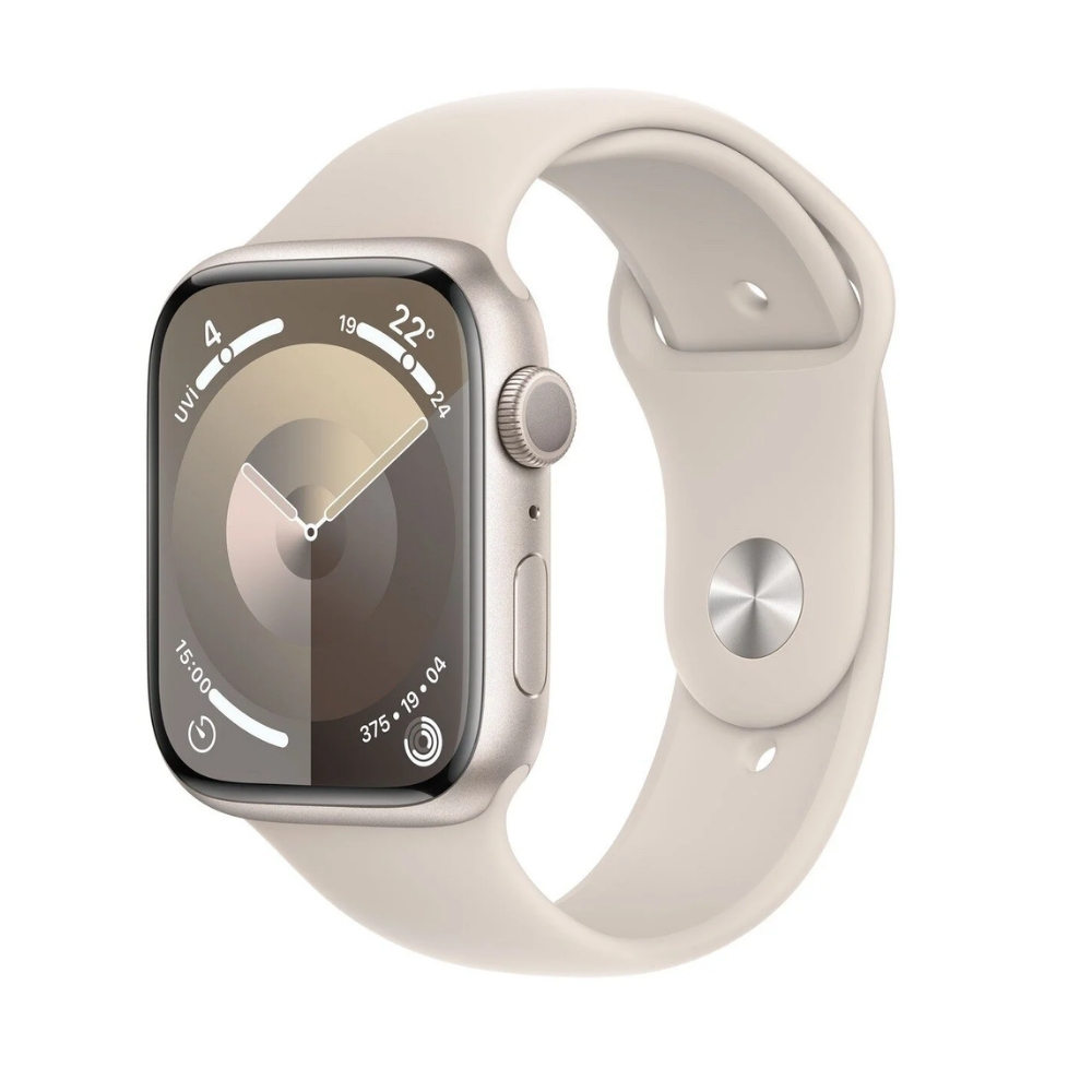 Apple Watch Series 9 GPS 45mm Yıldız Işığı Alüminyum Kasa ve Yıldız Işığı Spor Kordon - M/L - MR973TU/A