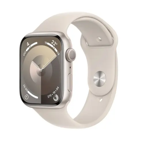 Apple Watch Series 9 GPS 45mm Yıldız Işığı Alüminyum Kasa ve Yıldız Işığı Spor Kordon - M/L - MR973TU/A