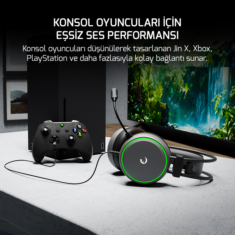 GamePower Jin X ENC 3.5mm Gaming Kulaklık (2*3.5mm Jak Dönüştürücü Kablo Hediyeli)