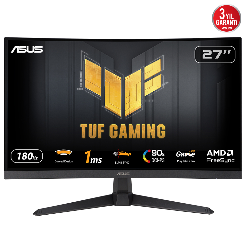 ASUS TUF Gaming VG27VQ3B 27″ 1ms 180Hz FreeSync Adaptive Sync Curved VA FHD Gaming (Oyuncu) Monitör