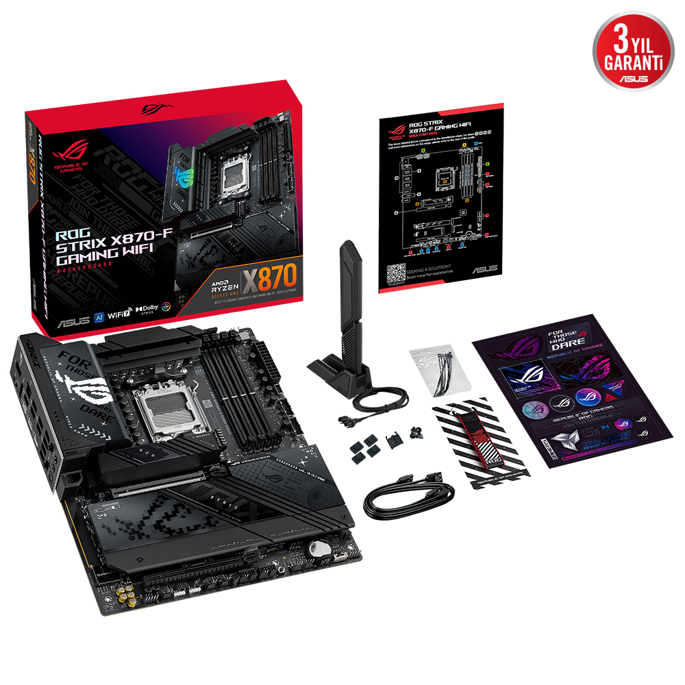 ASUS ROG STRIX X870-F GAMING WIFI AMD X870 Soket AM5 DDR5 8000+(OC)MHz ATX Gaming (Oyuncu) Anakart
