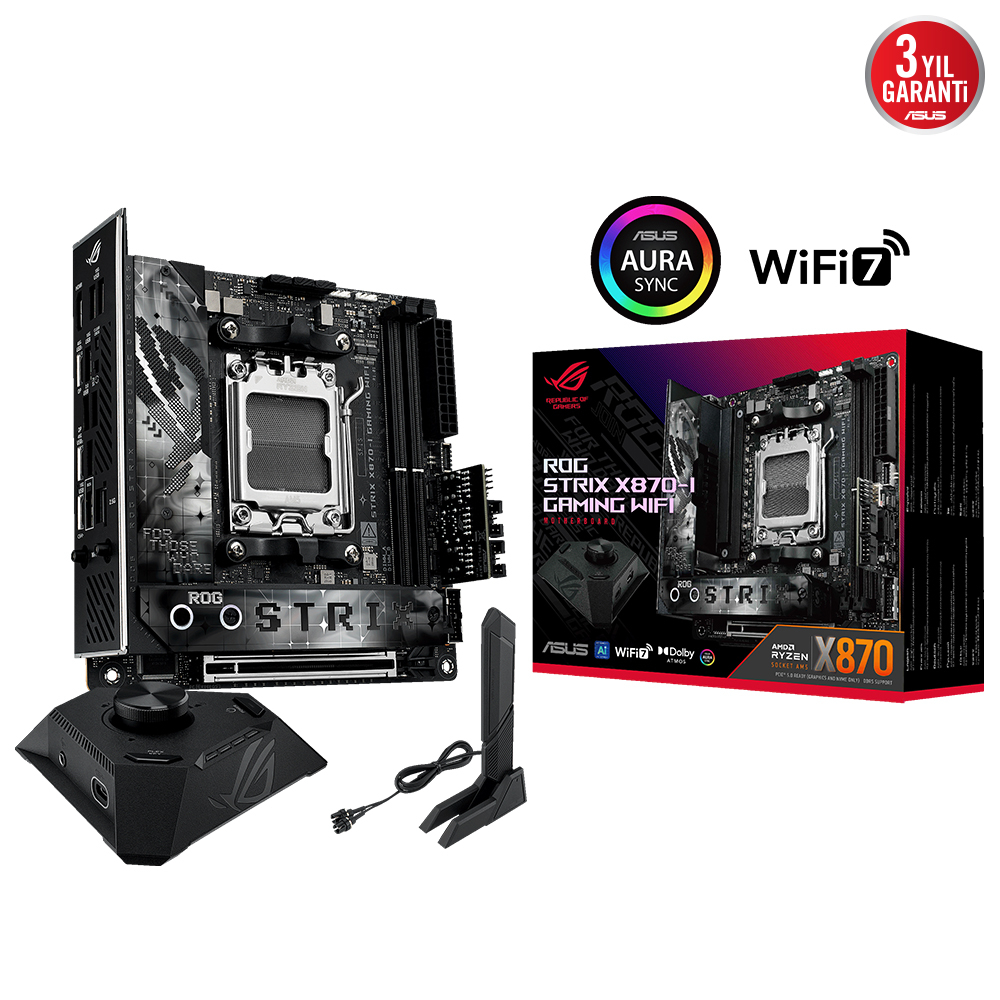 ASUS ROG STRIX X870-I GAMING WIFI AMD X870 Soket AM5 DDR5 8600+(OC)MHz Mini ITX Gaming (Oyuncu) Anakart