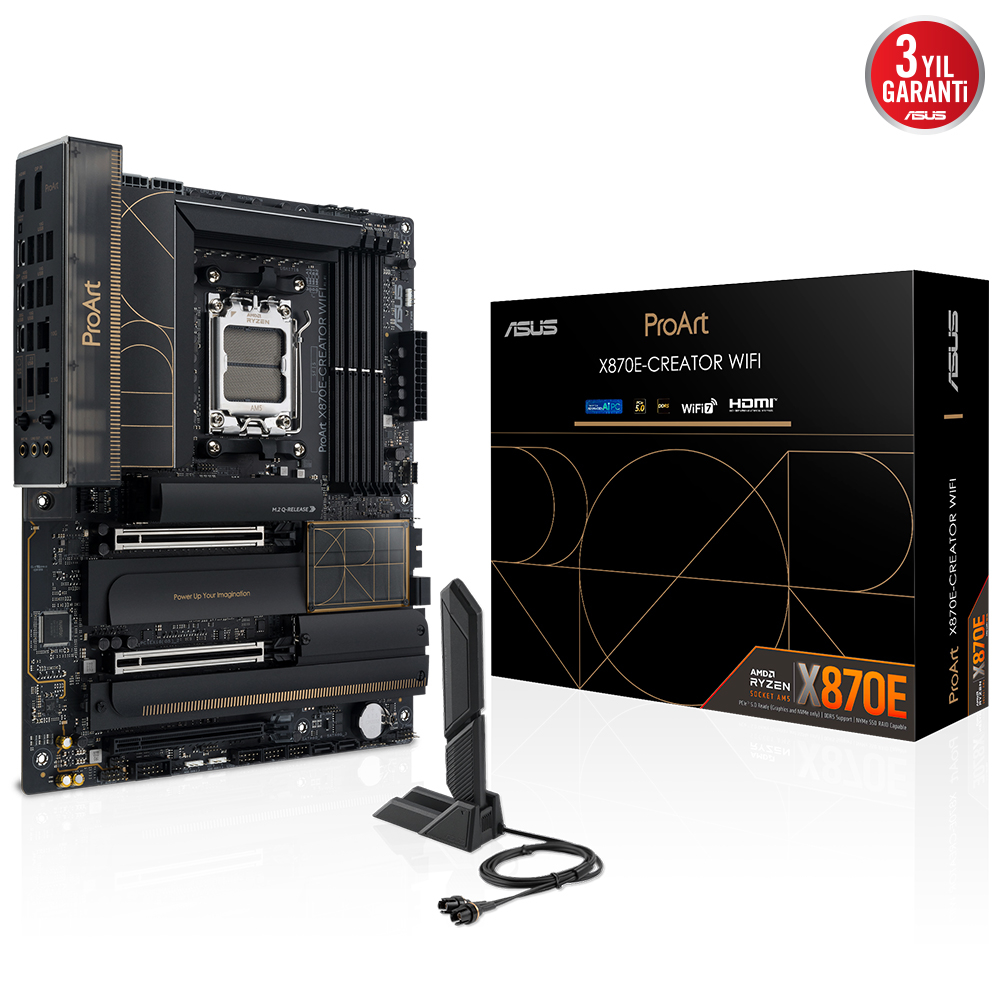 ASUS PROART X870E-CREATOR WIFI AMD X870E Soket AM5 DDR5 8000+(OC)MHz ATX Gaming (Oyuncu) Anakart