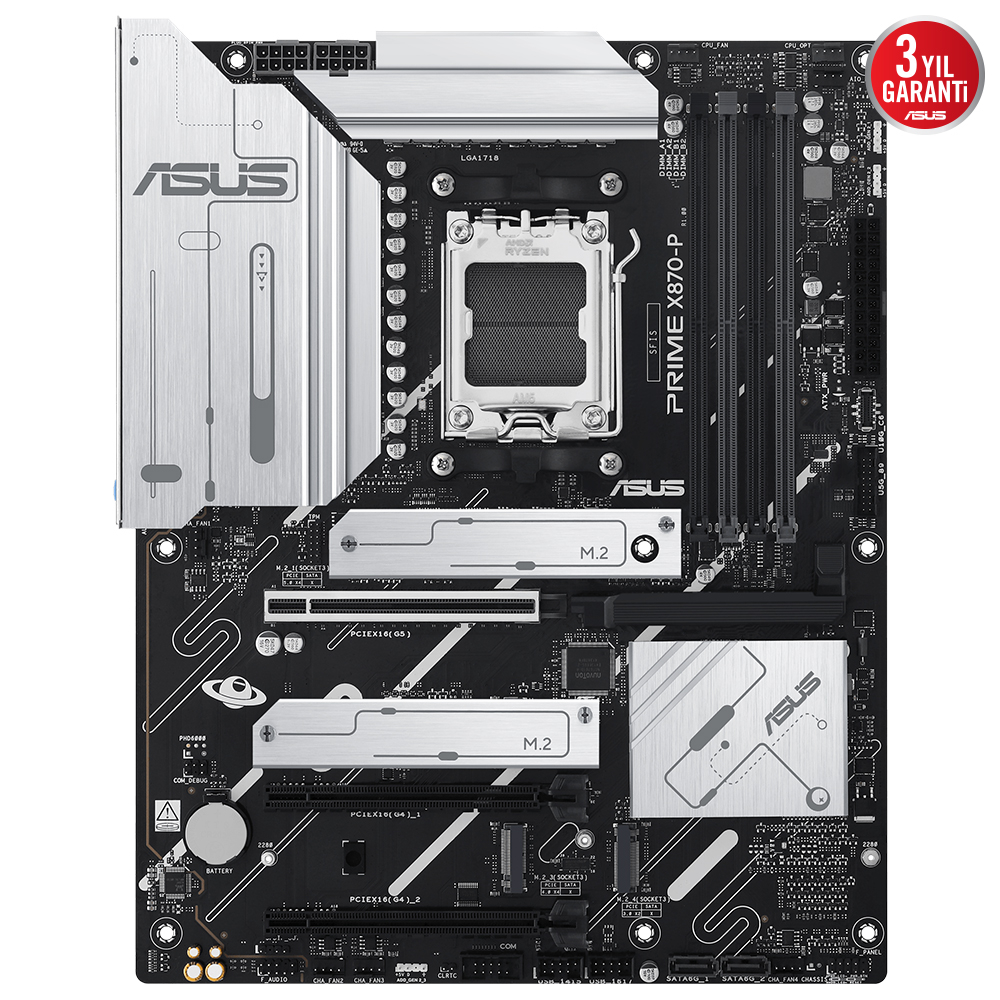 ASUS PRIME X870-P AMD X870 Soket AM5 DDR5 8000+(OC)MHz ATX Gaming (Oyuncu) Anakart