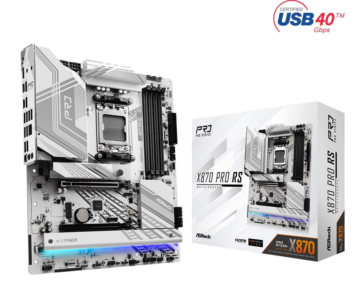 Asrock X870 Pro RS AMD X870 Soket AM5 DDR5 8000+(OC)MHz ATX Gaming (Oyuncu) Anakart