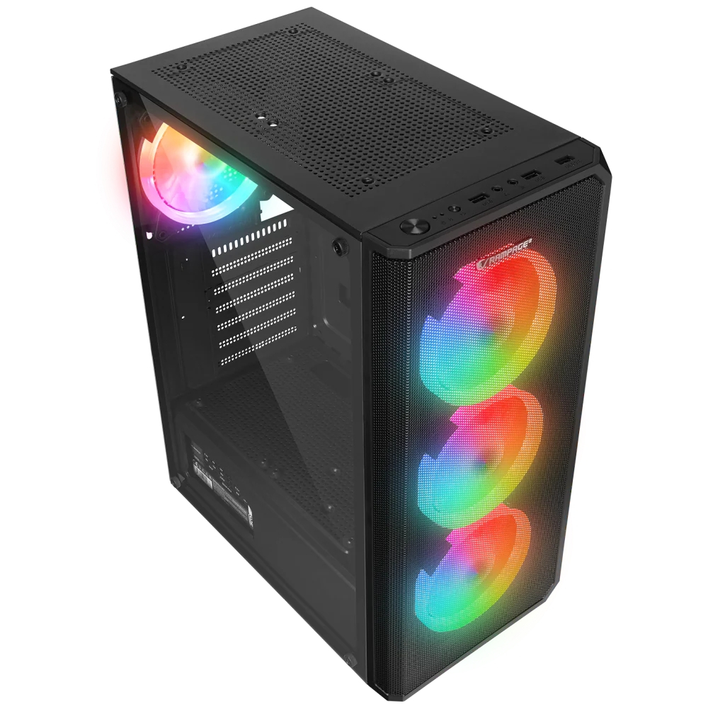 Rampage Helios Mesh 550W 80+ Bronze Siyah Temperli Cam 4x12cm Rainbow ATX Mid-Tower Gaming (Oyuncu) Kasası
