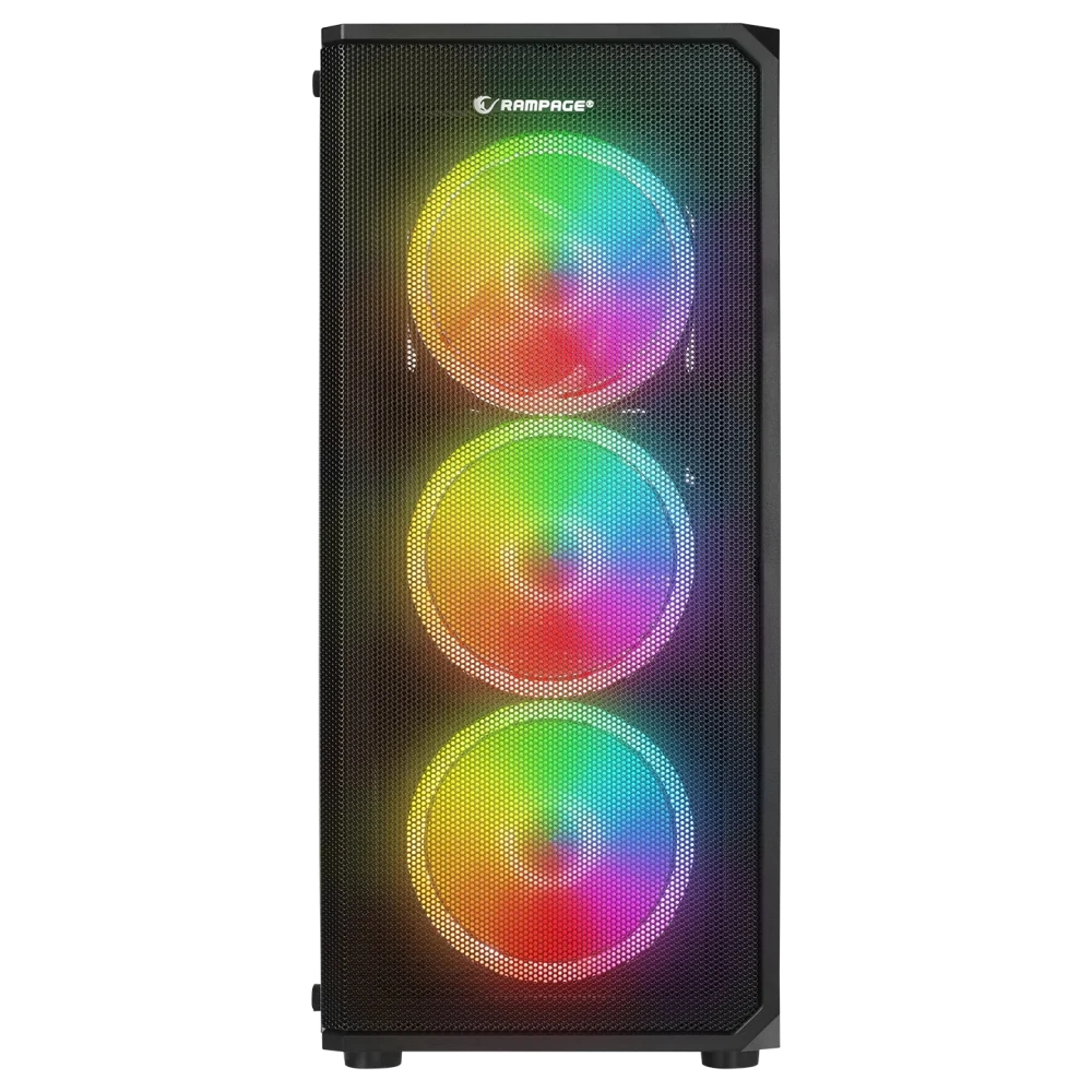 Rampage Helios Mesh 550W 80+ Bronze Siyah Temperli Cam 4x12cm Rainbow ATX Mid-Tower Gaming (Oyuncu) Kasası