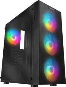 Everest Faced V1 Mesh Siyah Temperli Camlı 4x12cm Sabit Rainbow Fanlı ATX Mid-Tower Gaming (Oyuncu) Kasası