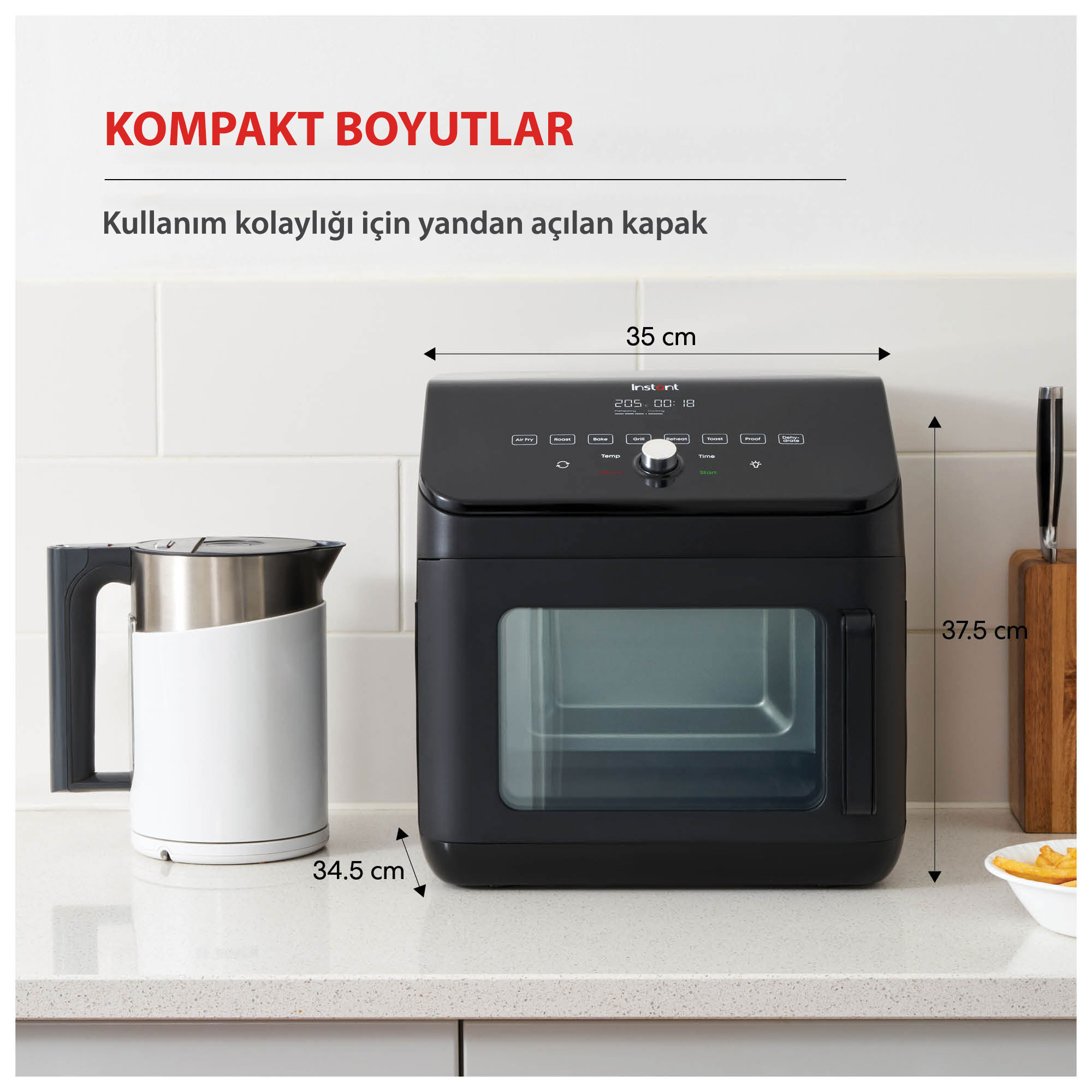 Instant Plus XL AirFryer, 13 Litre Sıcak Hava Fritözü, Kızartma, Izgara, Fırınlama, Tost Yapma, Isıtma ve Kurutma Airfryer Fırın
