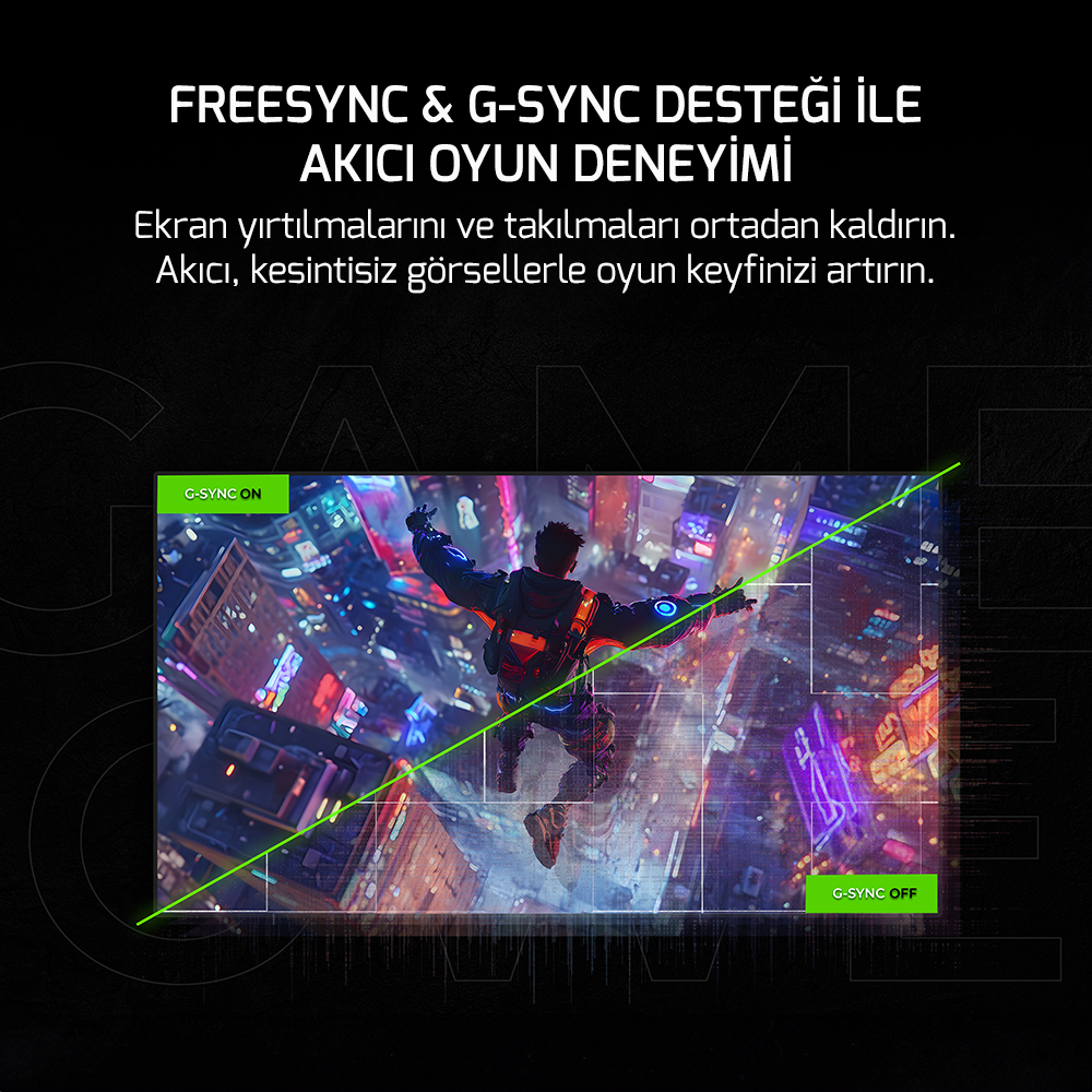GamePower 27″ Sonic T80 Flat Fast IPS 180HZ 0.5Ms QHD 2K Gaming Monitör (Sıfır Ölü Piksel Garantili)