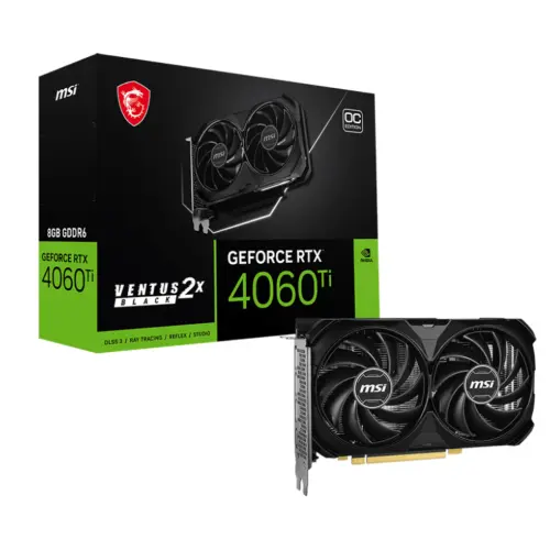 MSI GeForce RTX 4060 Ti 8G VENTUS 2X BLACK E1 OC GDDR6X 192BIT DX12 DLSS3 Gaming (Oyuncu) Ekran Kartı