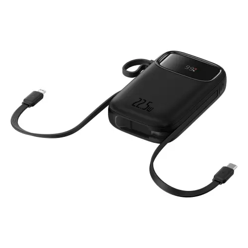 Baseus Q Pow 2 Dijital Ekranlı 22.5W 10.000 mAh Dual Kablolu Powerbank Siyah