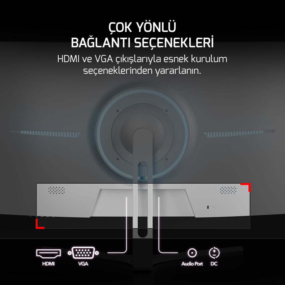 GamePower Vivid F20 27″ 1500R Curved RGB Beyaz 120Hz 1ms FHD Va Panel 2x2W Speaker Gaming Monitör (Sıfır Ölü Piksel Garantili)