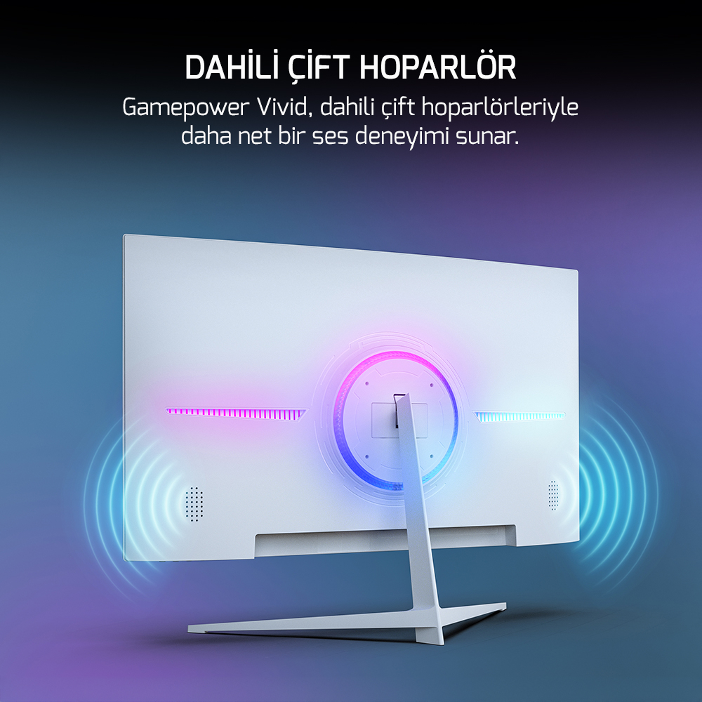 GamePower Vivid T40 24″ 1800R Curved RGB Beyaz 180Hz 0.5ms FHD Va Panel 2x2W Speaker Gaming Monitör (Sıfır Ölü Piksel Garantili)