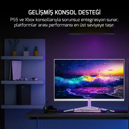 GamePower Vivid T40 24″ 1800R Curved RGB Beyaz 180Hz 0.5ms FHD Va Panel 2x2W Speaker Gaming Monitör (Sıfır Ölü Piksel Garantili)