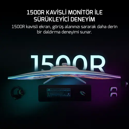 GamePower Vivid T50 27 inc 1500R Curved RGB Beyaz 200Hz 0.5ms FHD 2x2W Speaker VA Gaming Monitör (Sıfır Ölü Piksel Garantili)