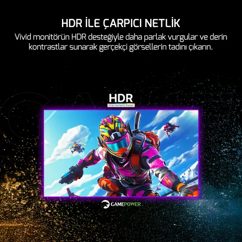 GamePower Vivid T50 27 inc 1500R Curved RGB Beyaz 200Hz 0.5ms FHD 2x2W Speaker VA Gaming Monitör (Sıfır Ölü Piksel Garantili)