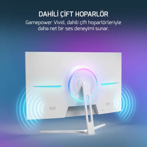 GamePower Vivid T50 27 inc 1500R Curved RGB Beyaz 200Hz 0.5ms FHD 2x2W Speaker VA Gaming Monitör (Sıfır Ölü Piksel Garantili)