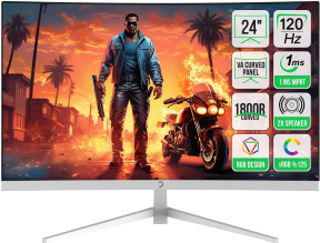 GamePower Vivid F10 24″ Curved RGB Beyaz 120Hz 1ms FHD Va Panel 2x2W Speaker Gaming Monitör (Sıfır Ölü Piksel Garantili)