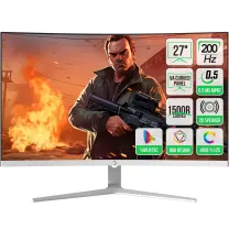 GamePower Vivid T50 27 inc 1500R Curved RGB Beyaz 200Hz 0.5ms FHD 2x2W Speaker VA Gaming Monitör (Sıfır Ölü Piksel Garantili)