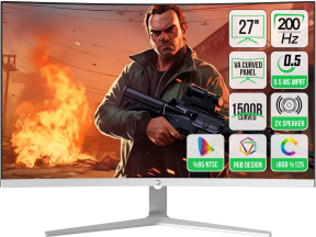 GamePower Vivid T50 27″ 1500R Curved RGB Beyaz 200Hz 0.5ms FHD 2x2W Speaker VA Gaming Monitör (Sıfır Ölü Piksel Garantili)