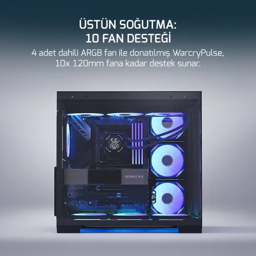 GamePower Warcry Pulse 4x12Cm ARGB Fan Temperli Cam ATX Gaming Kasa