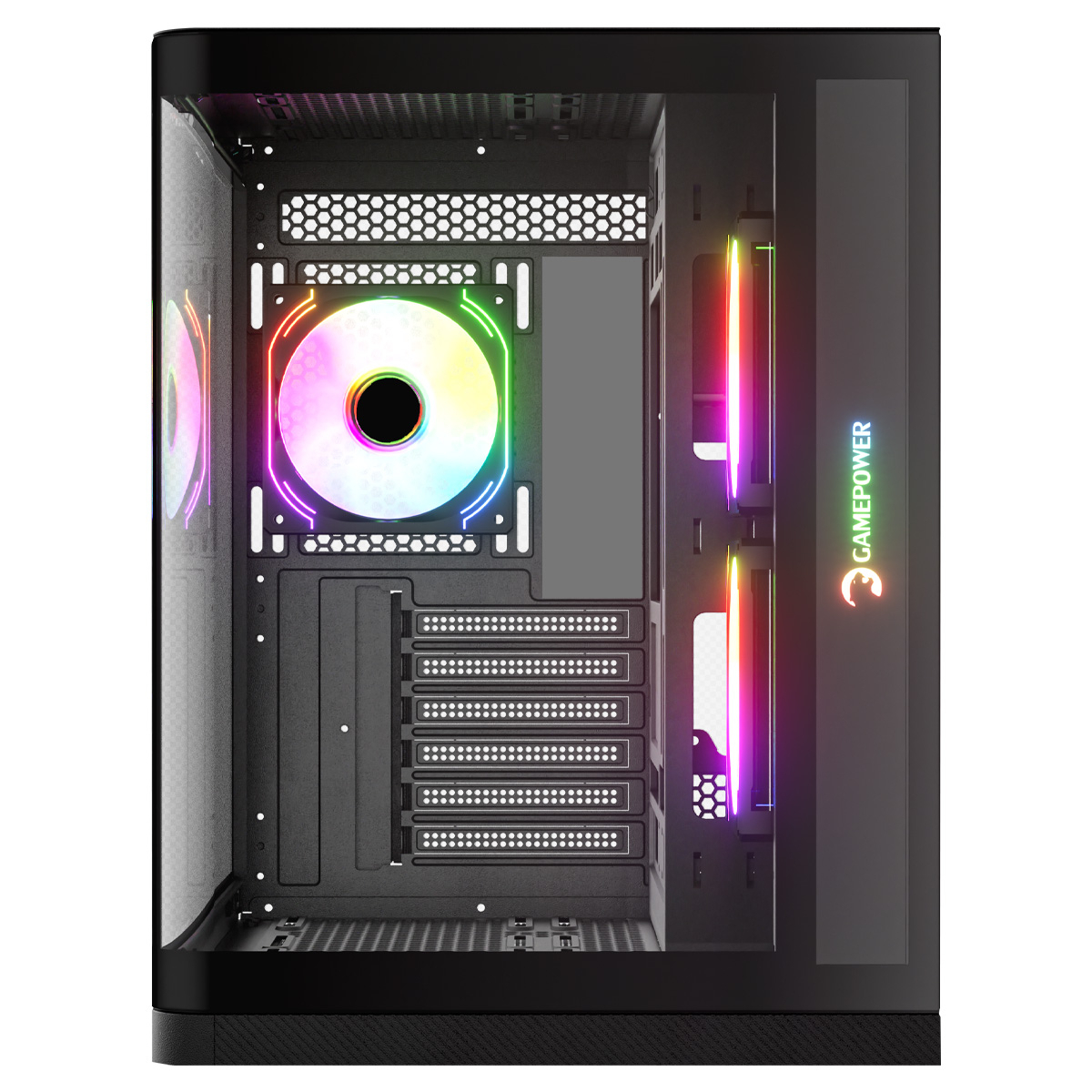 GamePower Warcry Vertex 3xARGB Kavisli Temper Cam 750W +80 Type-C ATX Gaming Kasa