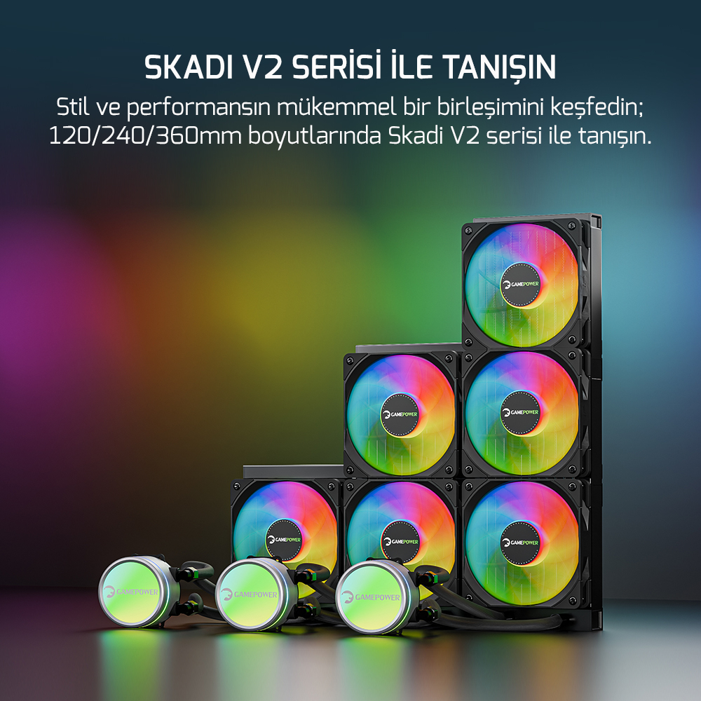 GamePower Skadi V2 360 ARGB 360mm Sıvı İşlemci Soğutucusu AM5 ve LGA1700 Uyumlu