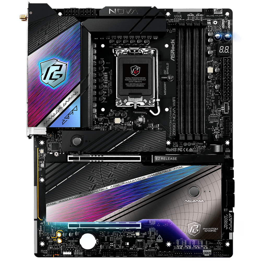 Asrock PHANTOM GAMING Z890 Nova WiFi LGA1851 DDR5 9600MHz+(OC) ATX Gaming (Oyuncu) Anakart