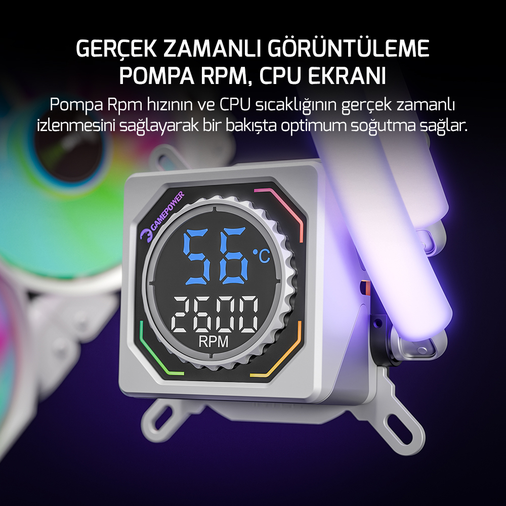 GamePower Skadi Square 360 ARGB Beyaz (RGB Borulu) 360mm Cpu Sıvı Soğutma