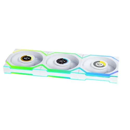 Lian Li UNI FAN REVERSE SL WIRELESS LCD 3x120mm Beyaz Kasa Fanı (G99.12RSLLCD1W3W.00)