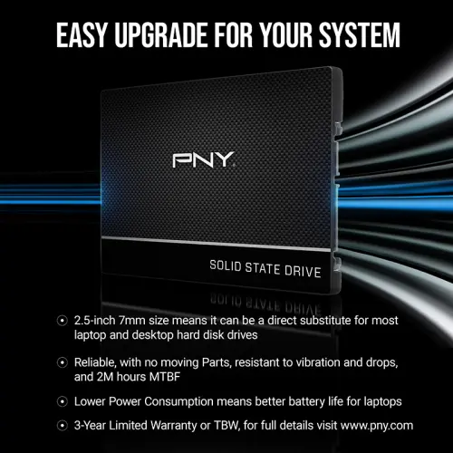 PNY CS900 500GB 550/500MB/s 2,5″ SATA3 SSD Disk (SSD7CS900-500-RB)