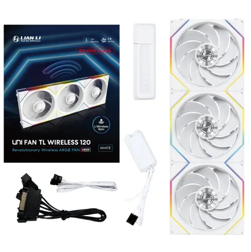 Lian Li UNI FAN REVERSE TL WIRELESS 3x120mm Beyaz Kasa Fanı (G99.12RTL1W3W.00)