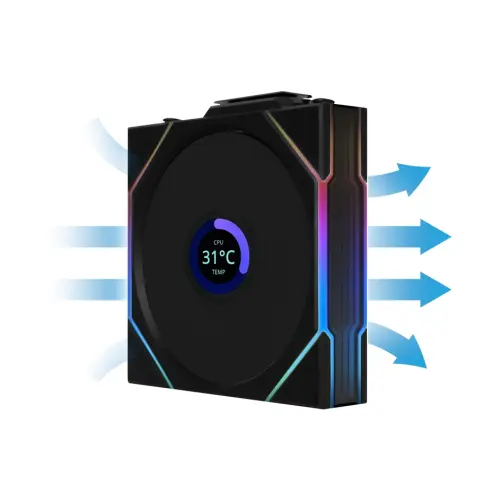 Lian Li UNI FAN TL WIRELESS LCD 1x120mm Siyah Kasa Fanı (G99.12TLLCD1W1B.00)