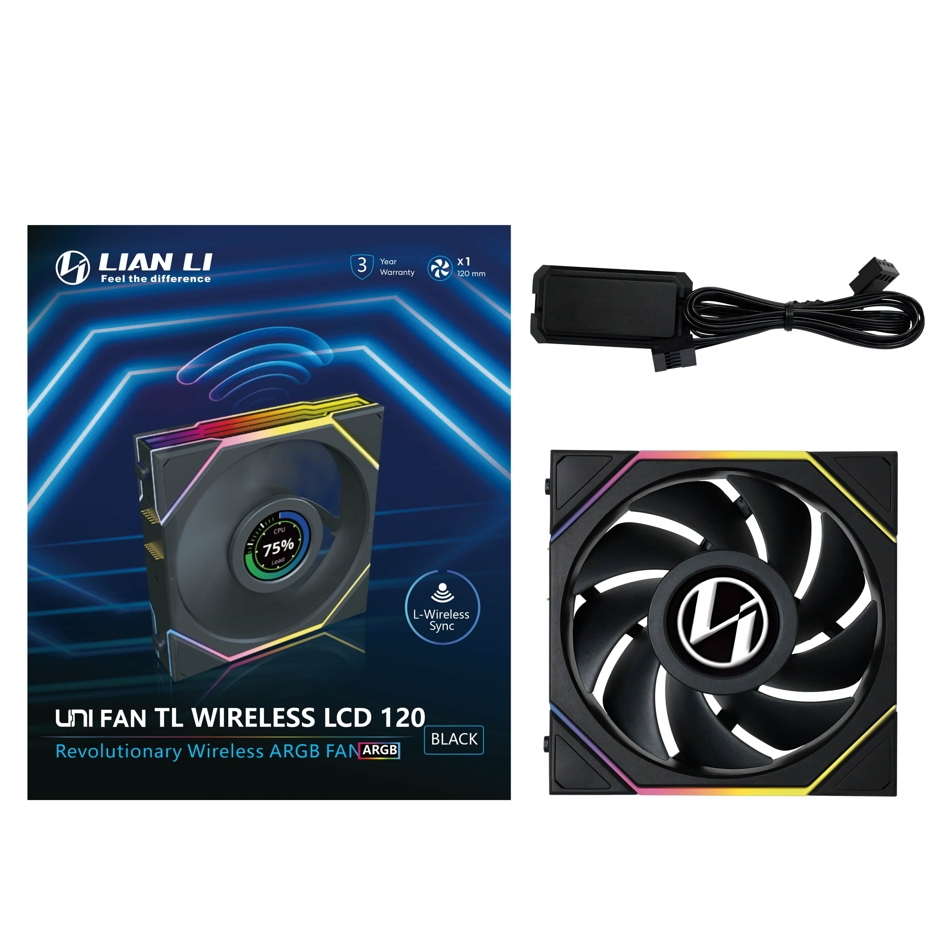 Lian Li UNI FAN TL WIRELESS LCD 1x120mm Siyah Kasa Fanı (G99.12TLLCD1W1B.00)