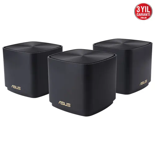 ASUS ZenWiFi AX Mini XD4 (W-3-PK) Tüm Evi Kapsayan Dual Band Wi-Fi 6 Mesh Sistemi (Siyah Üçlü Paket)