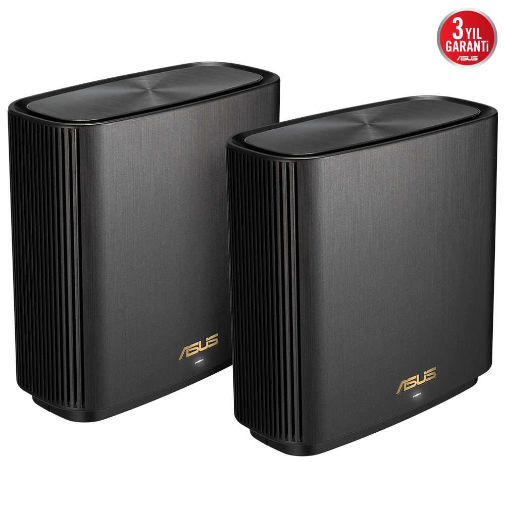 ASUS ZenWiFi AX XT9 (B-2-PK) Tüm Evi Kapsayan Tri-Band Wi-Fi 6 Mesh Sistemi (Siyah İkili Paket)